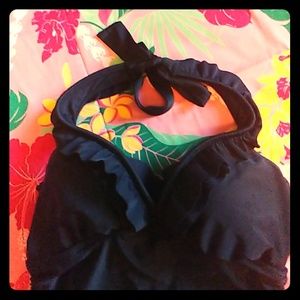 Black Ruffled onepiece Swim suit Sz S
